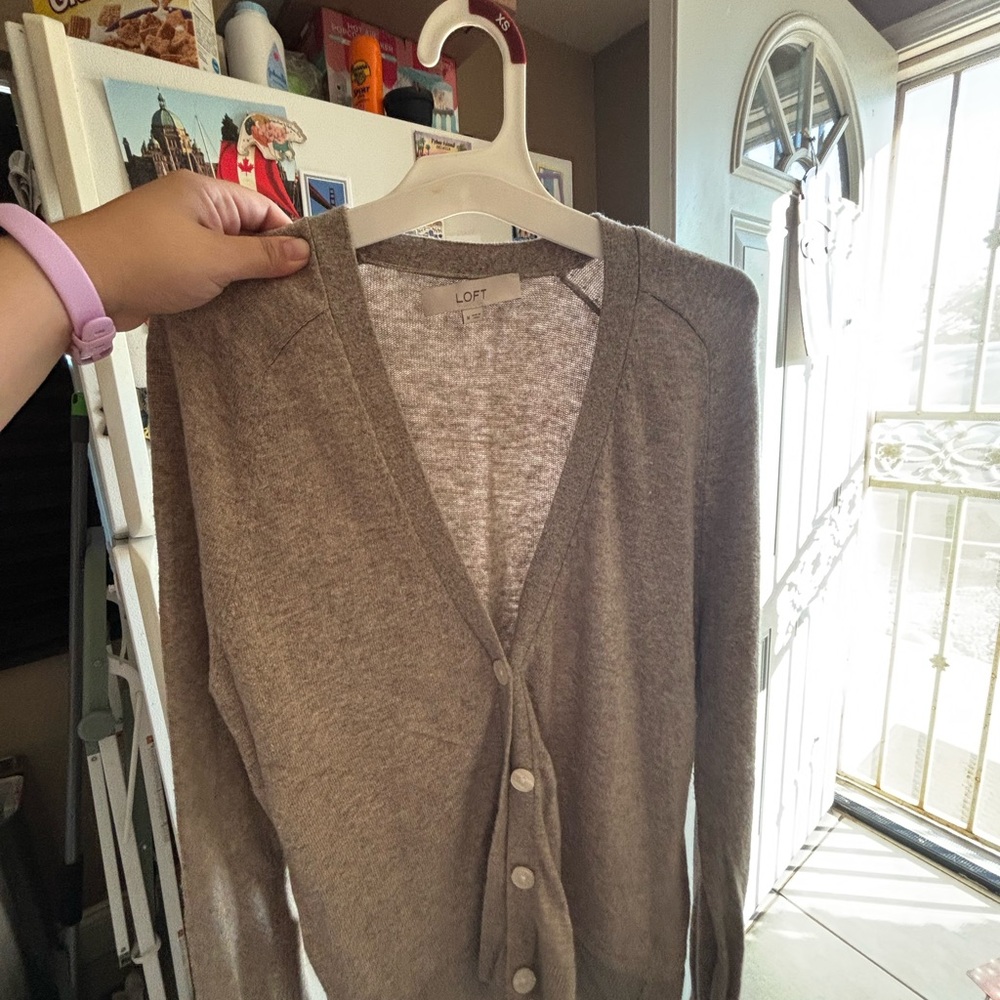 LOFT Women's Beige Cardigan Sweater